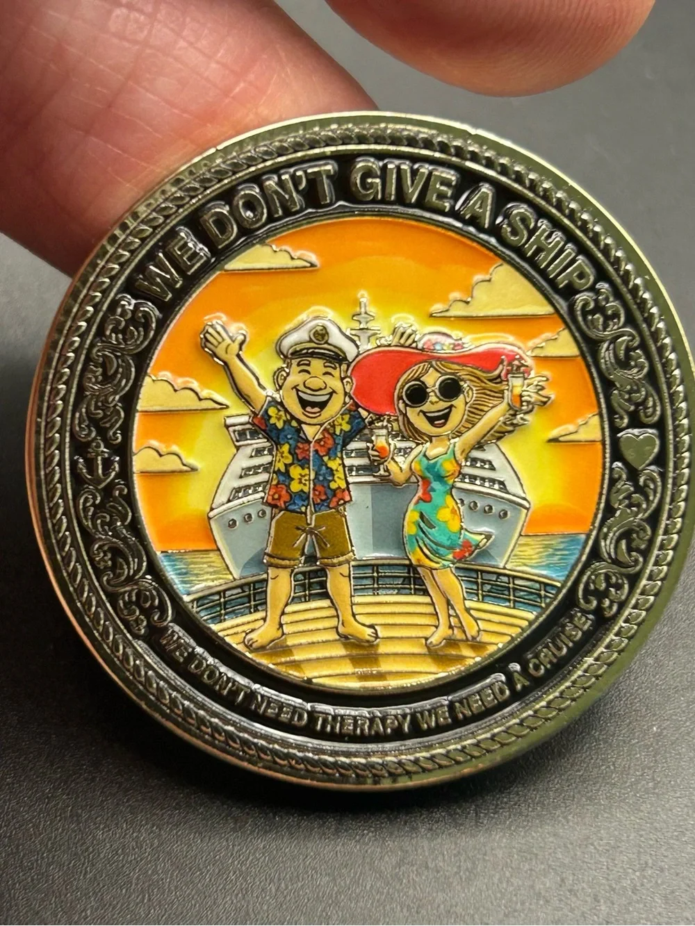 We Don't Give a Ship Commemorative Coin - Colorful Sunset Design